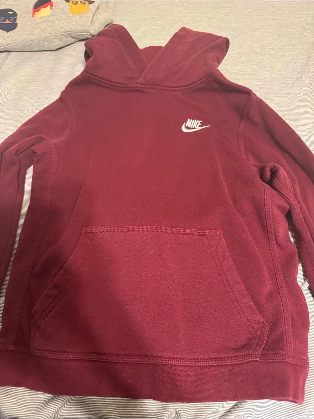 Nike Kids Maroon Hooded Pullover with White Logo